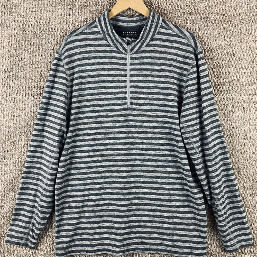 Dunning Golf 1/4 Zip Pullover Men's Large Gray Striped Casual Performance F516